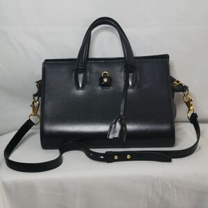 Alexander Wang, Sophisticated Black Leather Satchel, Bold Gold Accents